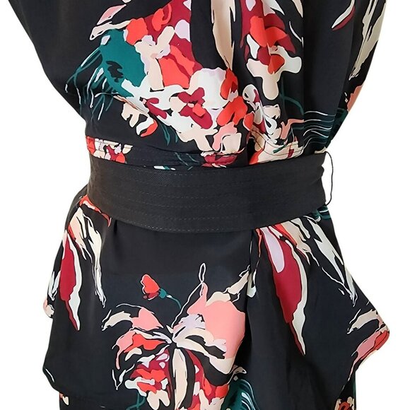 Derek Lam 10 Crosby Athleta Floral Sleeveless Dress Women’s Large Black Red EUC - Picture 6 of 10